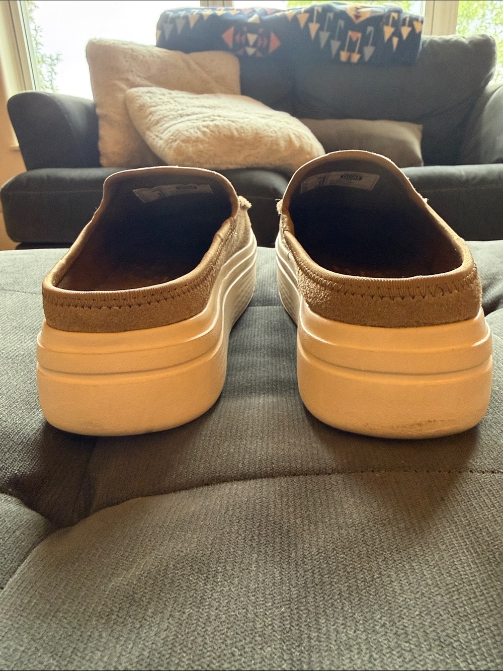 Hey Dude Austin Lift Women's Slip-On Mules in Light Tan Suede - Picture 6 of 7